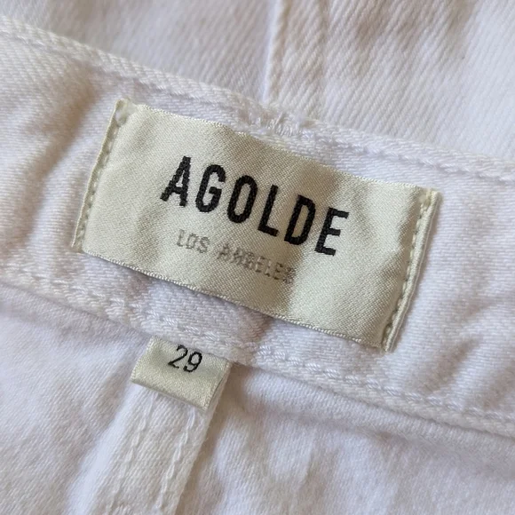 AGOLDE Parker Long Short Sz 29 White Denim Clean HemEuro Summer Aesthetic